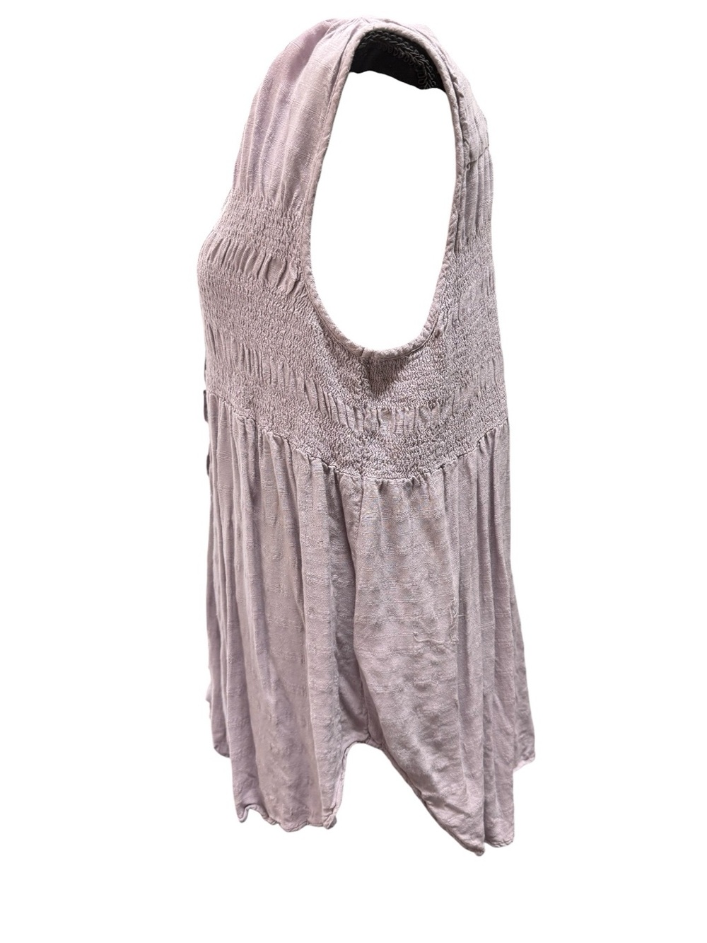 Sleeveless Button-Front Smocked Women's Top - Light  purple Size XL - Picture 4 of 9
